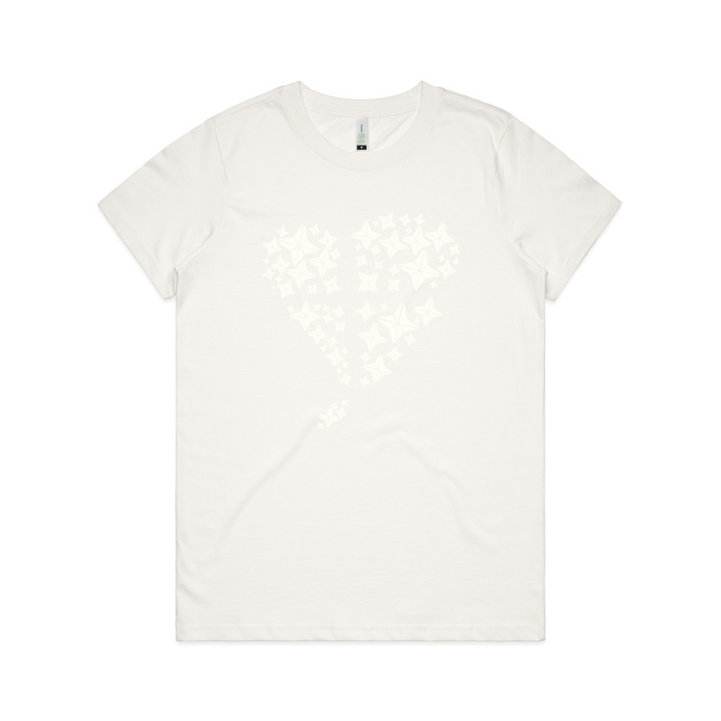 LTN Starry Heart: White Stars - Natural Organic Tee (Womens)