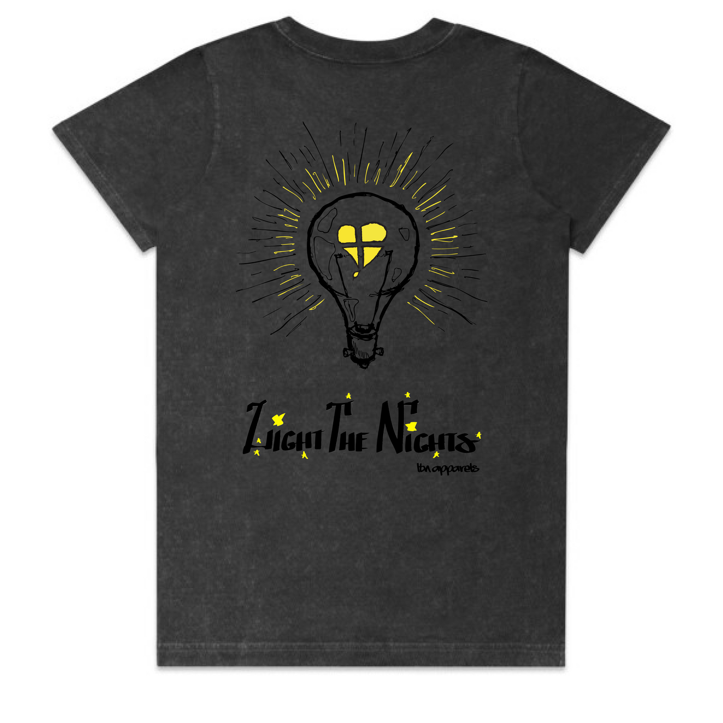 LTN Collection: Light the Nights - Black Stone Wash Heavy Tee (Womens)