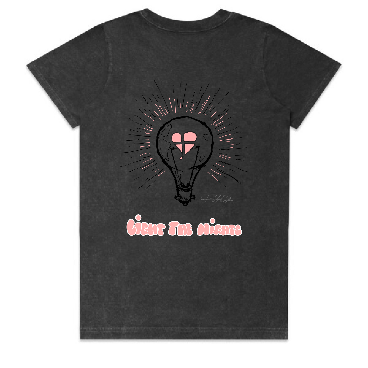 LTN Collection: Light the Nights - Black Stone Wash Heavy Tee (Womens)