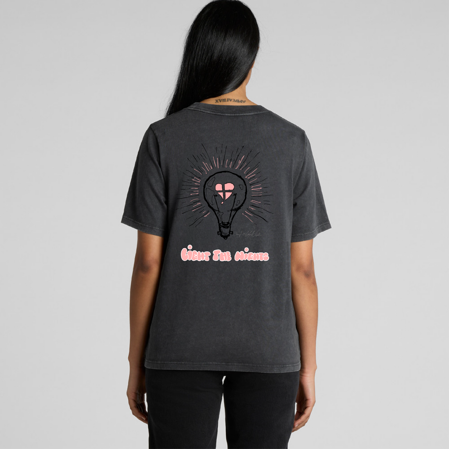 LTN Collection: Light the Nights - Black Stone Wash Heavy Tee (Womens)