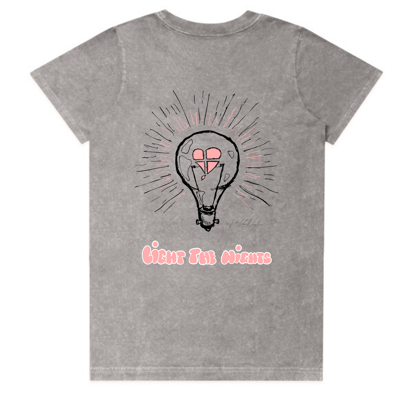 LTN Collection: Light the Nights - Grey Stone Wash Heavy Tee (Womens)