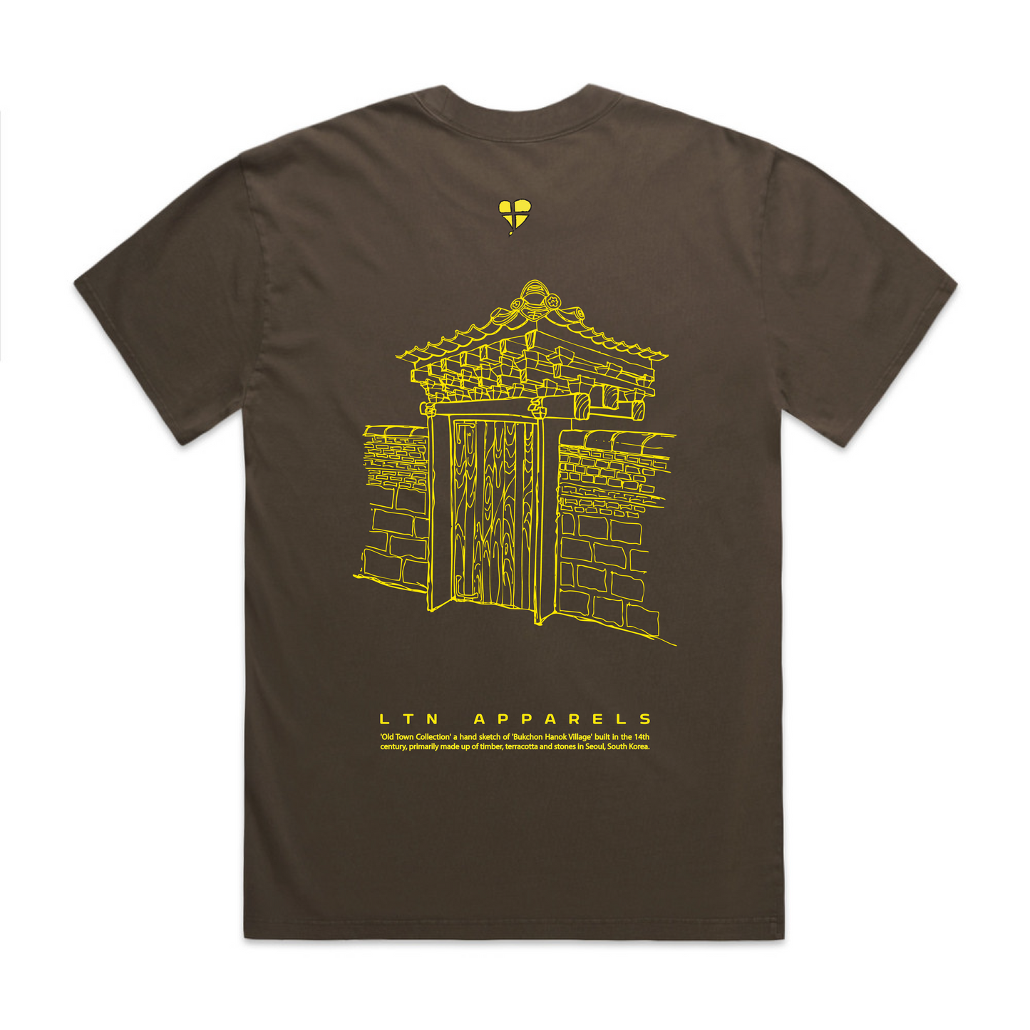 LTN Old Town Collection: Seoul Gate - Oversized Faded Tee Brown (Mens)