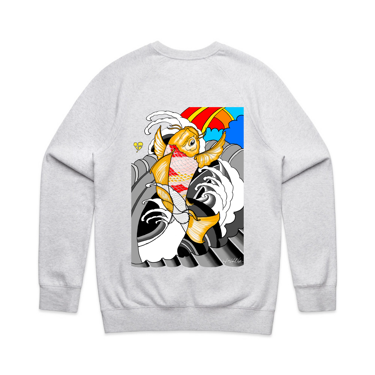 LTN: Japanese Koi Mid-Weight Sweatshirt (Mens) Light Grey