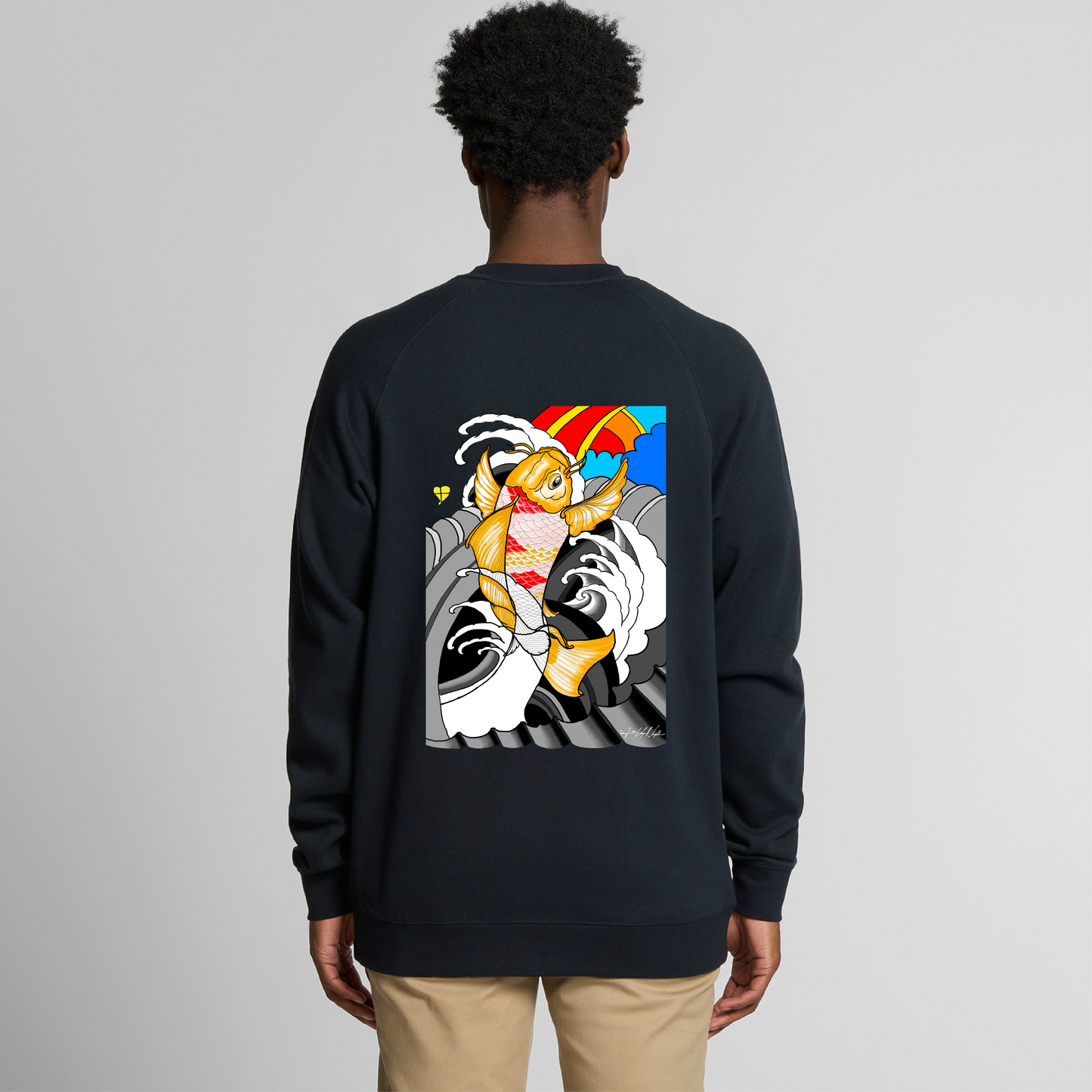 LTN: Japanese Koi Mid-Weight Sweatshirt (Mens) Navy