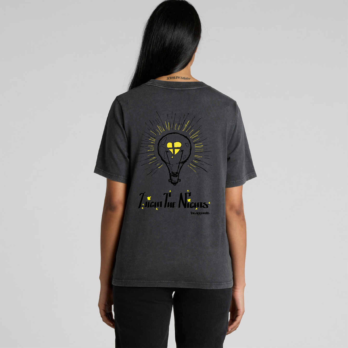 LTN Collection: Light the Nights - Black Stone Wash Heavy Tee (Womens)