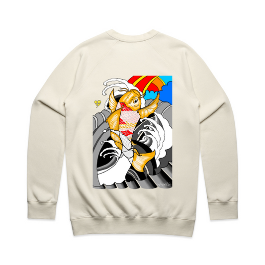 LTN: Japanese Koi Mid-Weight Sweatshirt (Mens) Ecru