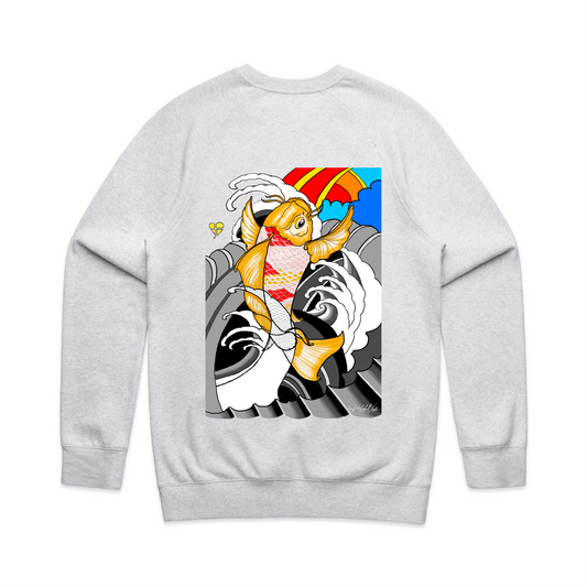 LTN: Japanese Koi Mid-Weight Sweatshirt (Mens) Light Grey